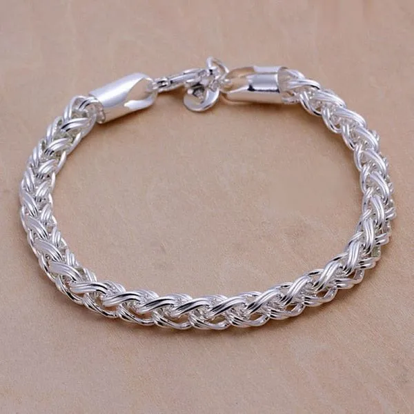 Creative twist circle 925 chain women men silver plated bracelets new high -quality fashion jewelry Christmas gifts H070