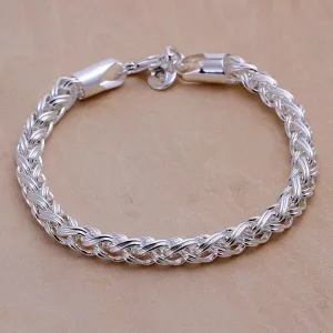 Creative twist circle 925 chain women men silver plated bracelets new high -quality fashion jewelry Christmas gifts H070