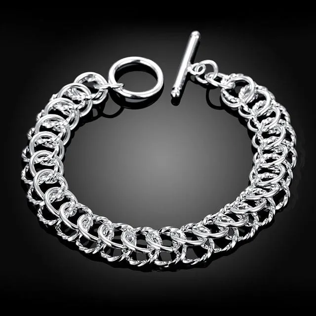 Creative twist circle 925 chain women men silver plated bracelets new high -quality fashion jewelry Christmas gifts H070