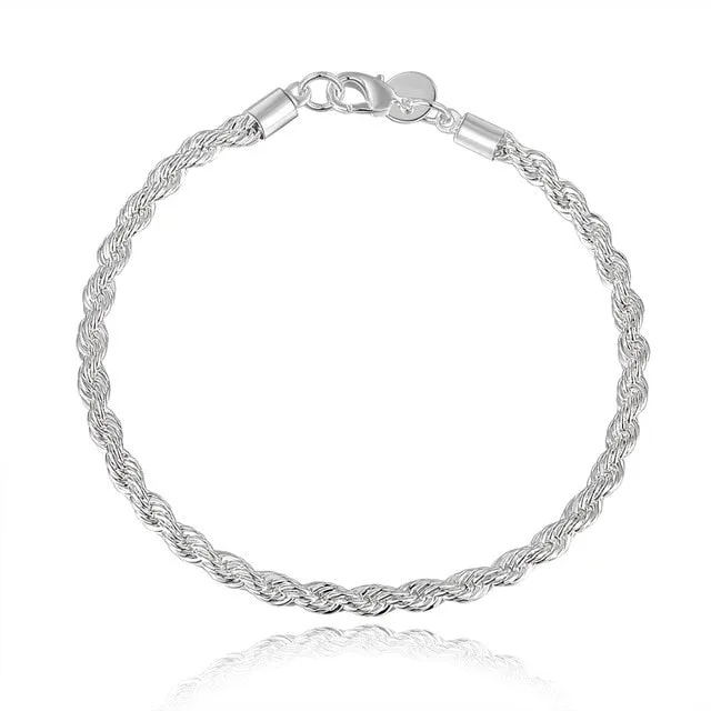 Creative twist circle 925 chain women men silver plated bracelets new high -quality fashion jewelry Christmas gifts H070