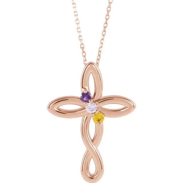 Cross Family Birthstone Pendant or Necklace