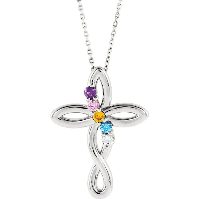 Cross Family Birthstone Pendant or Necklace