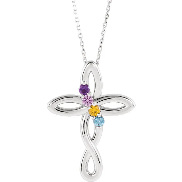 Cross Family Birthstone Pendant or Necklace