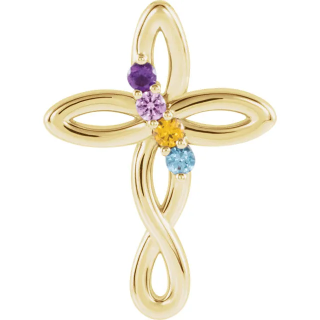 Cross Family Birthstone Pendant or Necklace