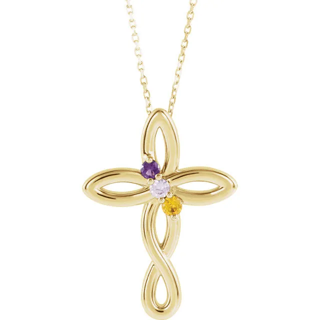 Cross Family Birthstone Pendant or Necklace