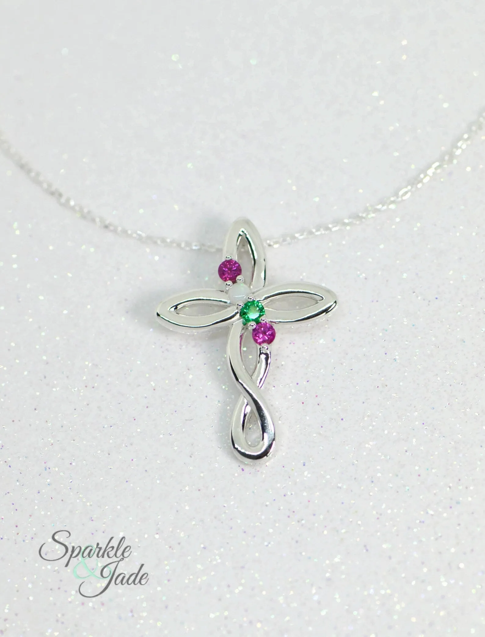 Cross Family Birthstone Pendant or Necklace