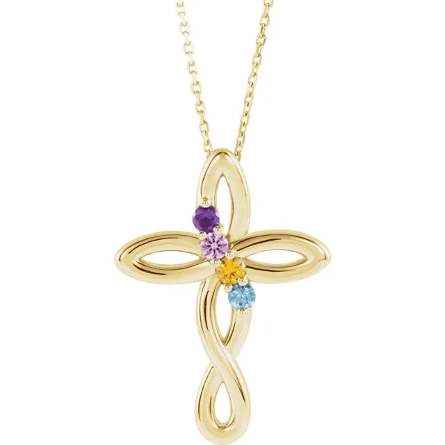 Cross Family Birthstone Pendant or Necklace