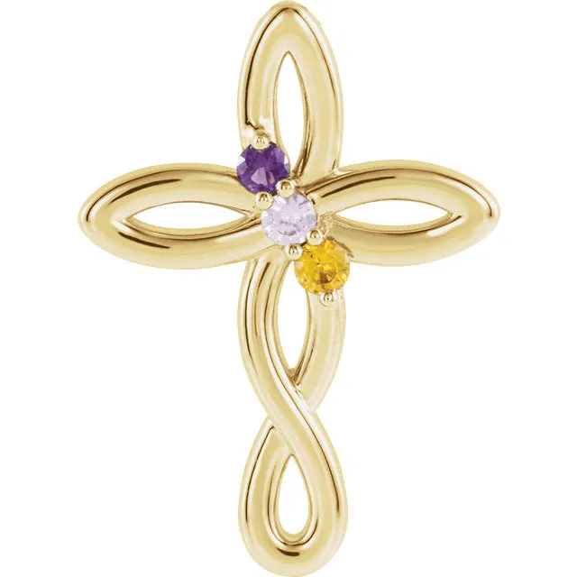 Cross Family Birthstone Pendant or Necklace