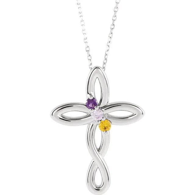 Cross Family Birthstone Pendant or Necklace