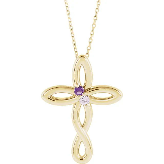 Cross Family Birthstone Pendant or Necklace