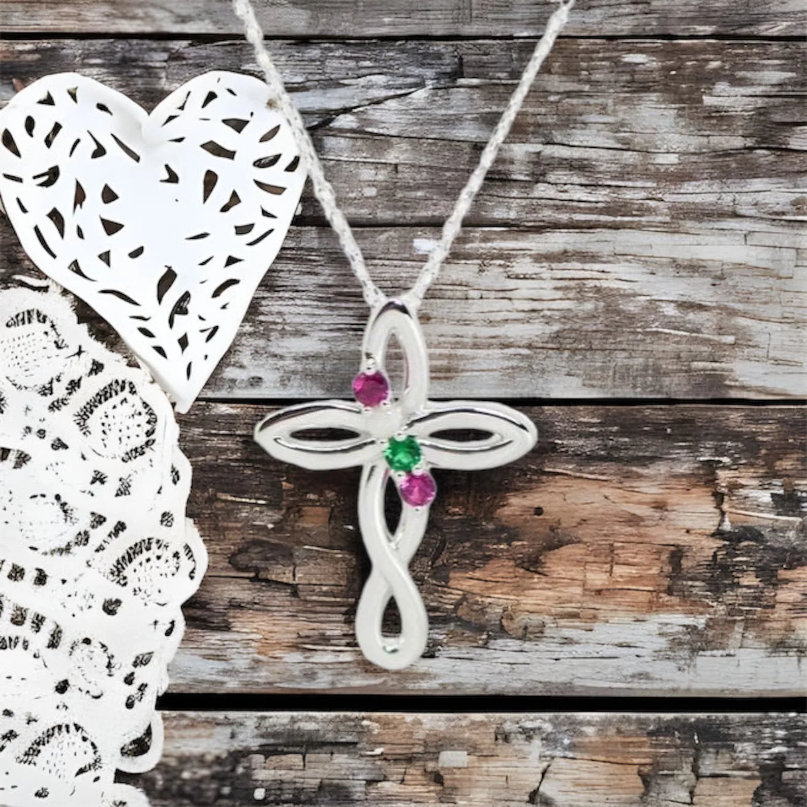 Cross Family Birthstone Pendant or Necklace