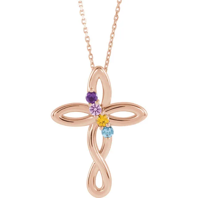 Cross Family Birthstone Pendant or Necklace