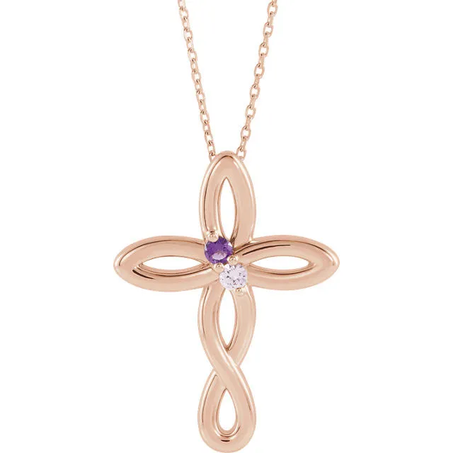 Cross Family Birthstone Pendant or Necklace