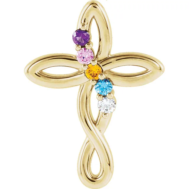 Cross Family Birthstone Pendant or Necklace