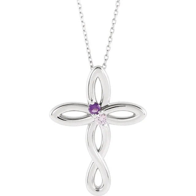 Cross Family Birthstone Pendant or Necklace