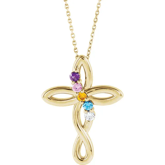Cross Family Birthstone Pendant or Necklace