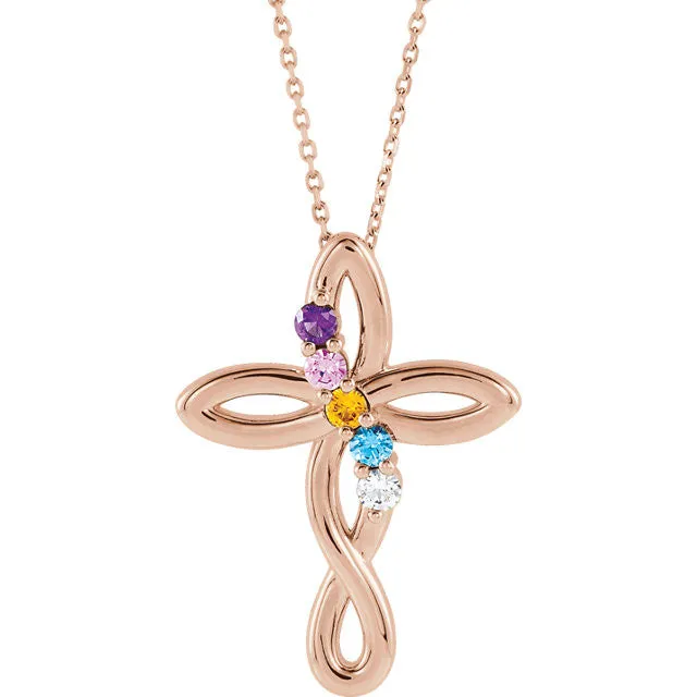 Cross Family Birthstone Pendant or Necklace