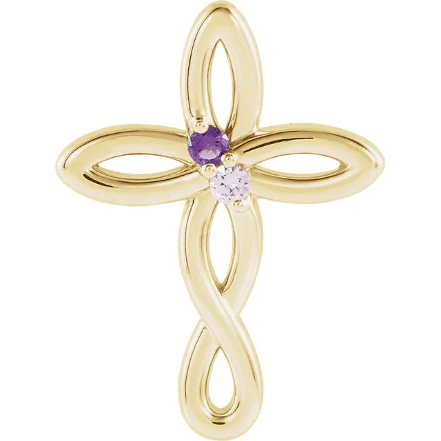 Cross Family Birthstone Pendant or Necklace