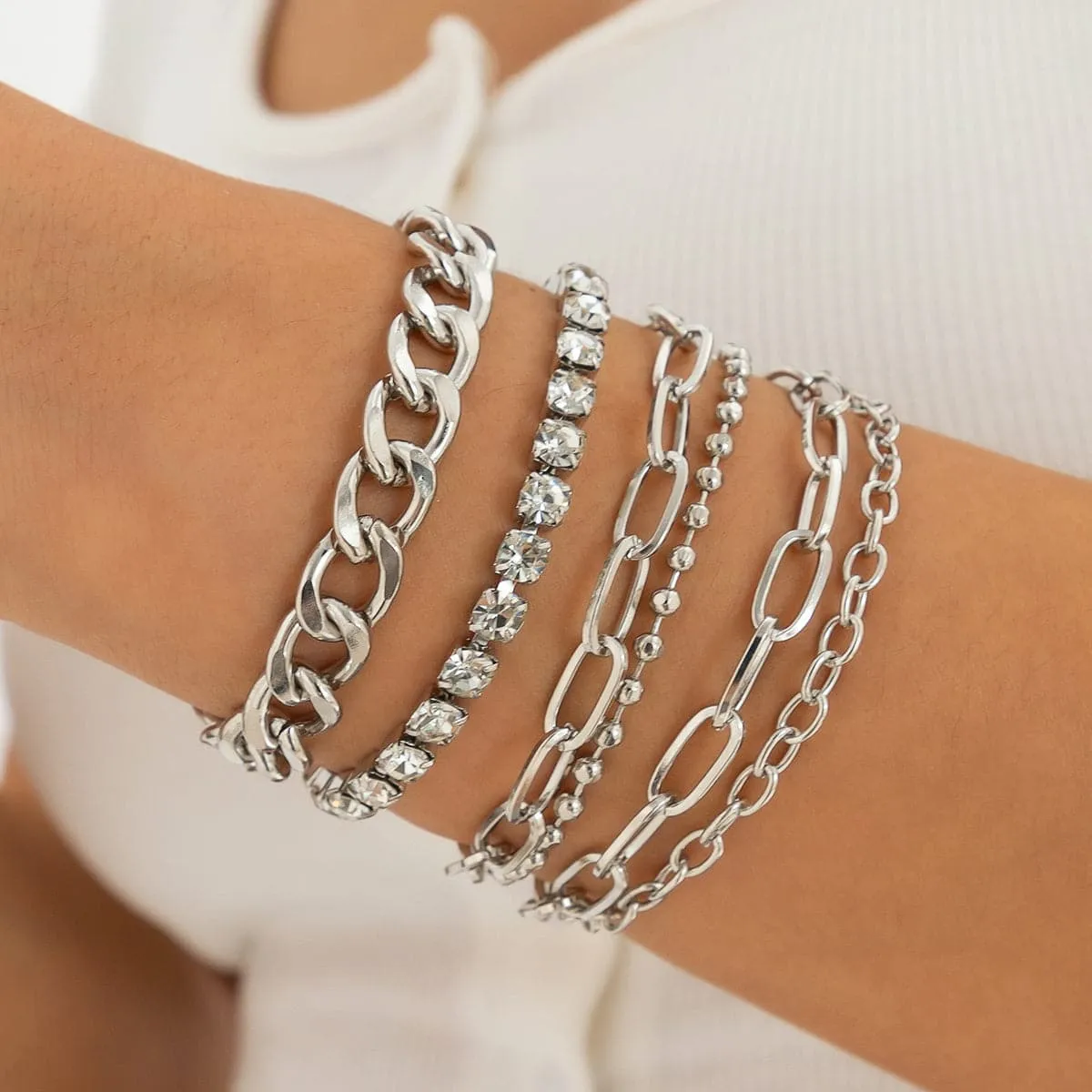 Cubic Zirconia & Silver-Plated Tennis Bracelet Set