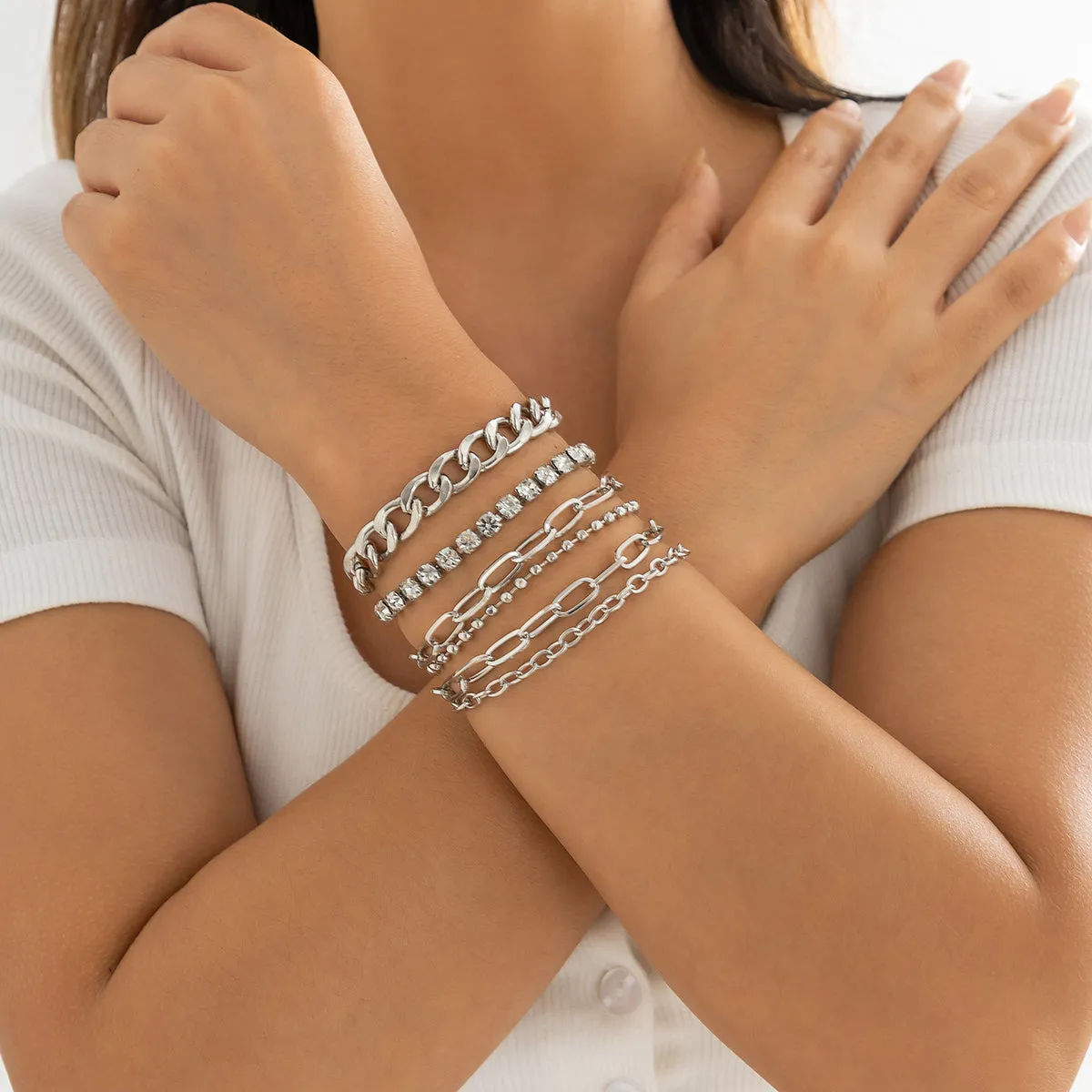 Cubic Zirconia & Silver-Plated Tennis Bracelet Set
