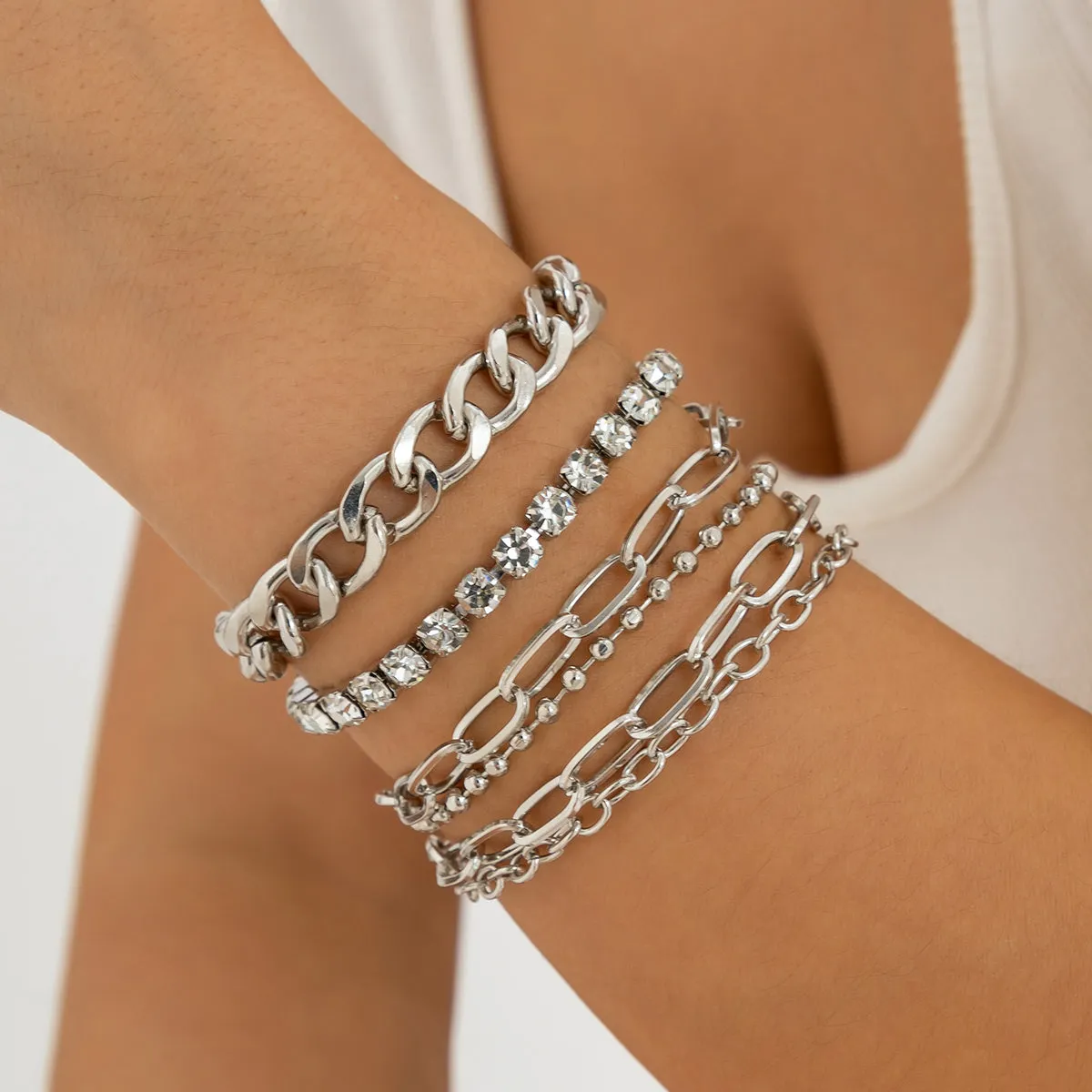 Cubic Zirconia & Silver-Plated Tennis Bracelet Set