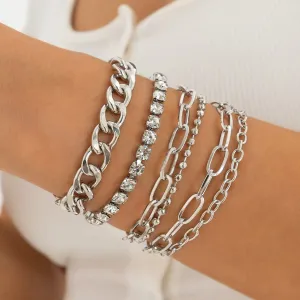 Cubic Zirconia & Silver-Plated Tennis Bracelet Set