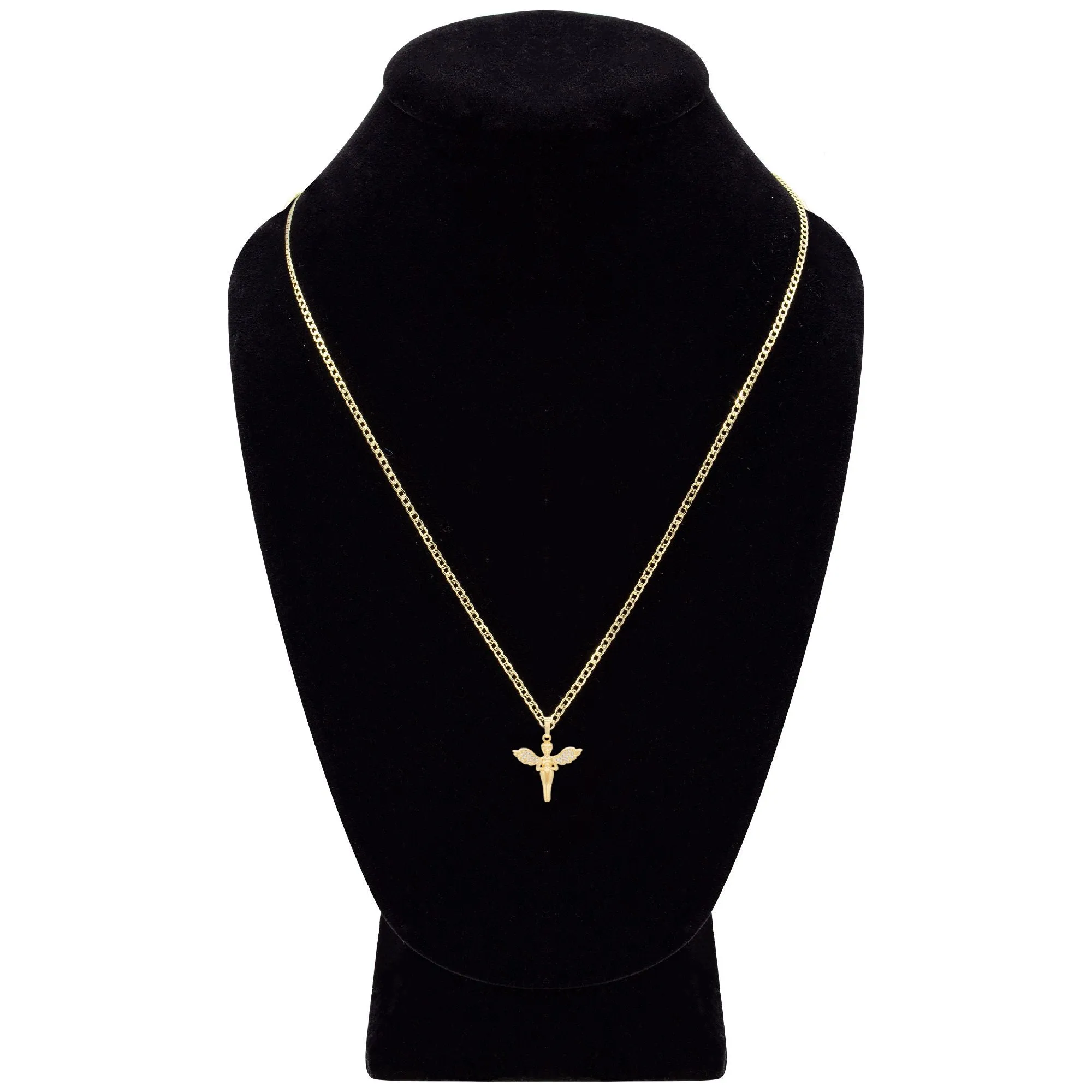 Cubic Zirconia Angel Pendant 14K Gold Filled Necklace Set