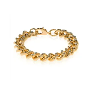 Curb Link Stardust Design Gold Tone Bracelet