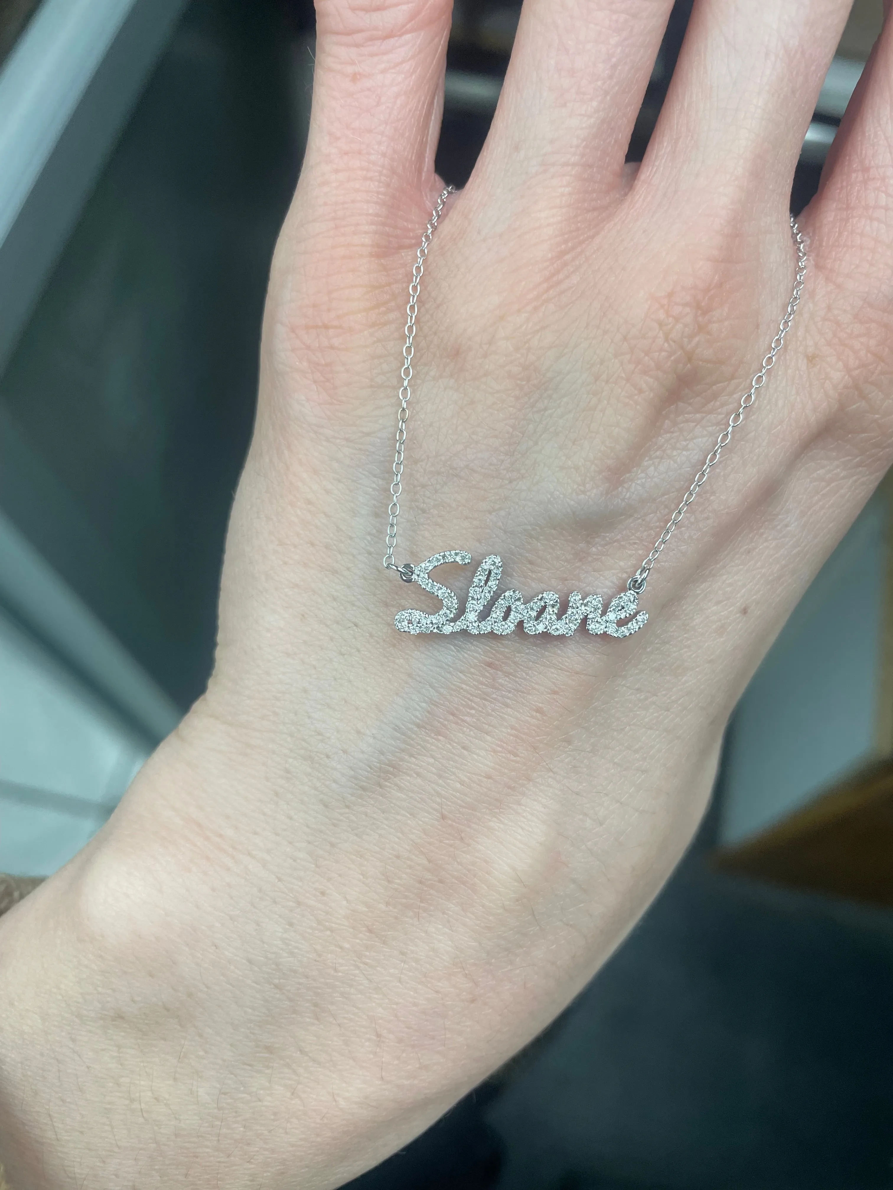 Cursive Diamond Nameplate