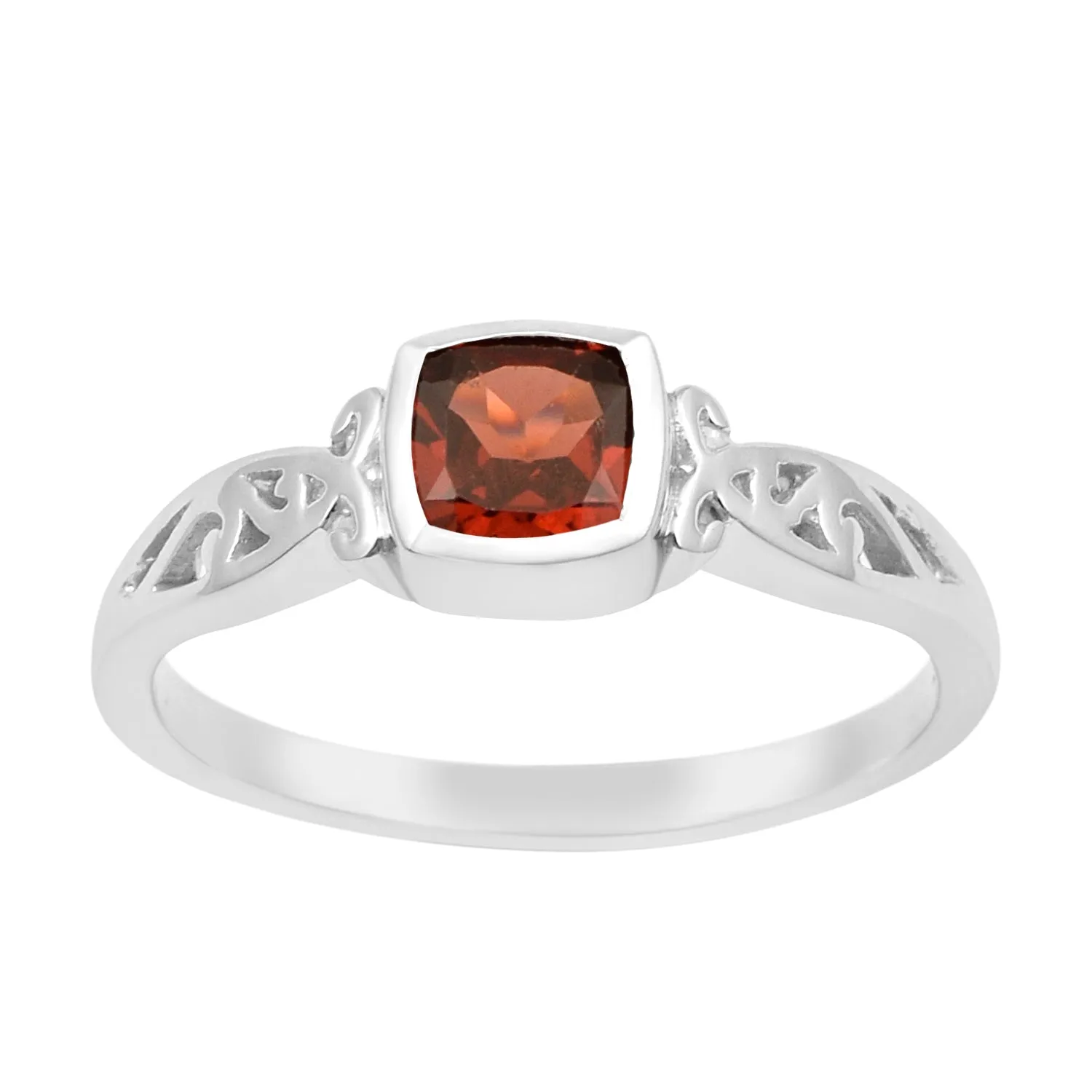Cushion 0.65 Ctw Garnet Gemstone 925 Sterling Silver Women Cluster Ring