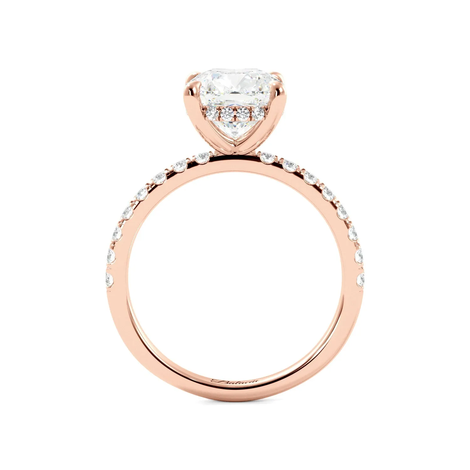 Cushion Cut 1/2 Eternity with Halo Engagement Ring