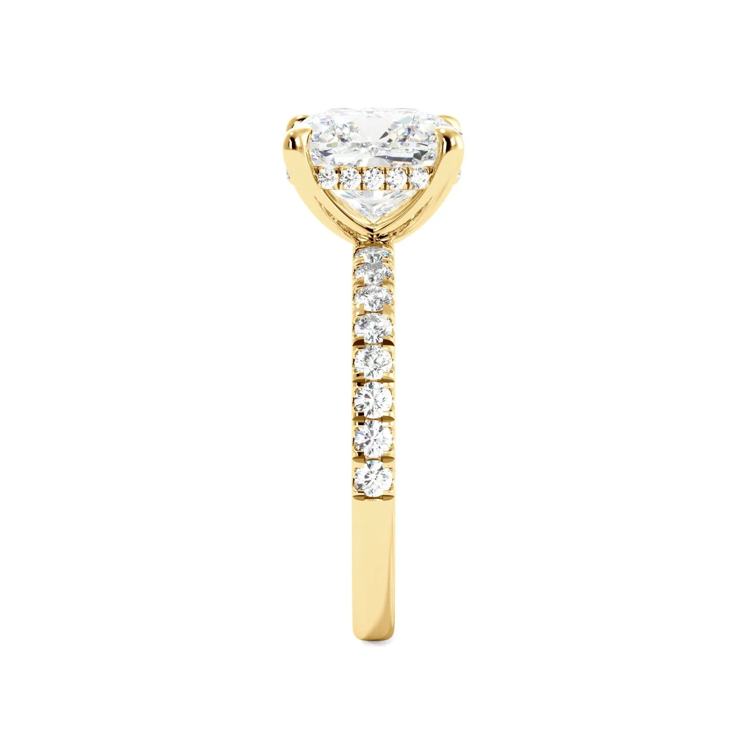 Cushion Cut 1/2 Eternity with Halo Engagement Ring