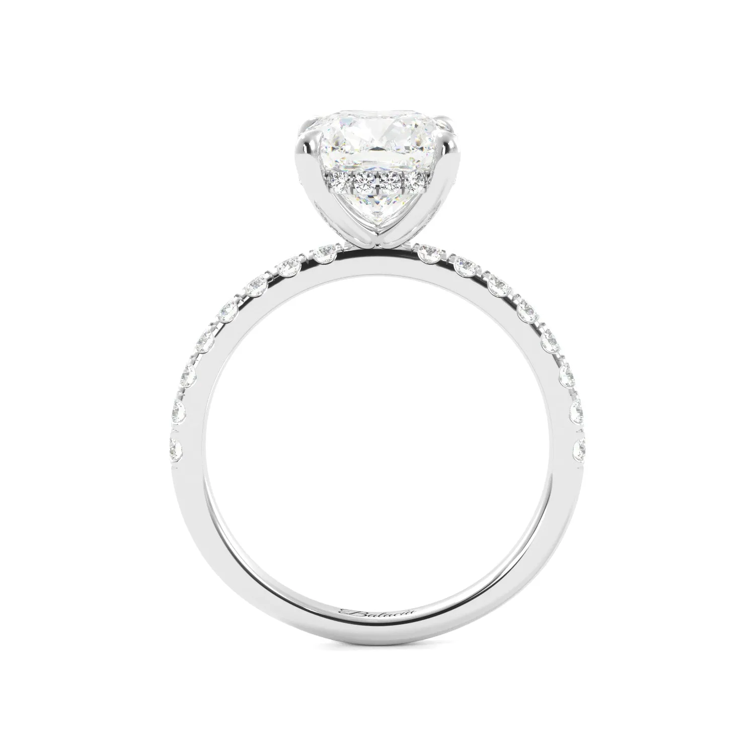 Cushion Cut 1/2 Eternity with Halo Engagement Ring