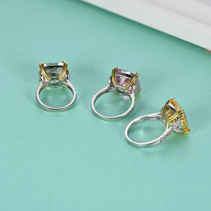 Cushion Cut 2 Tone Plating Engagement Ring