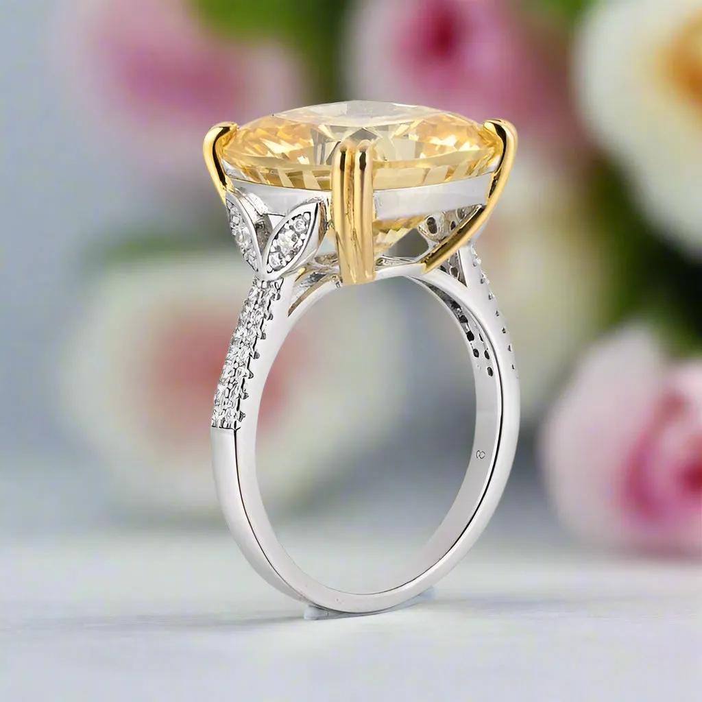 Cushion Cut 2 Tone Plating Engagement Ring