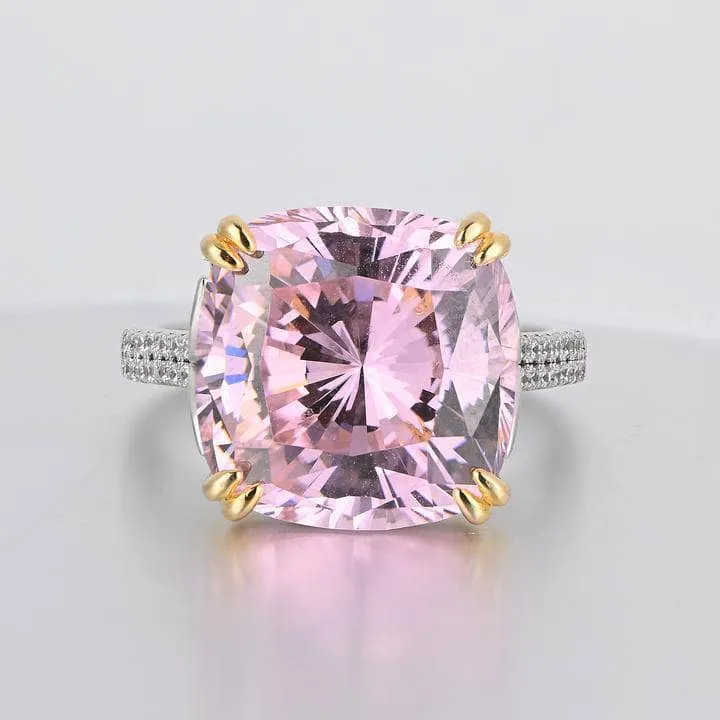Cushion Cut 2 Tone Plating Engagement Ring