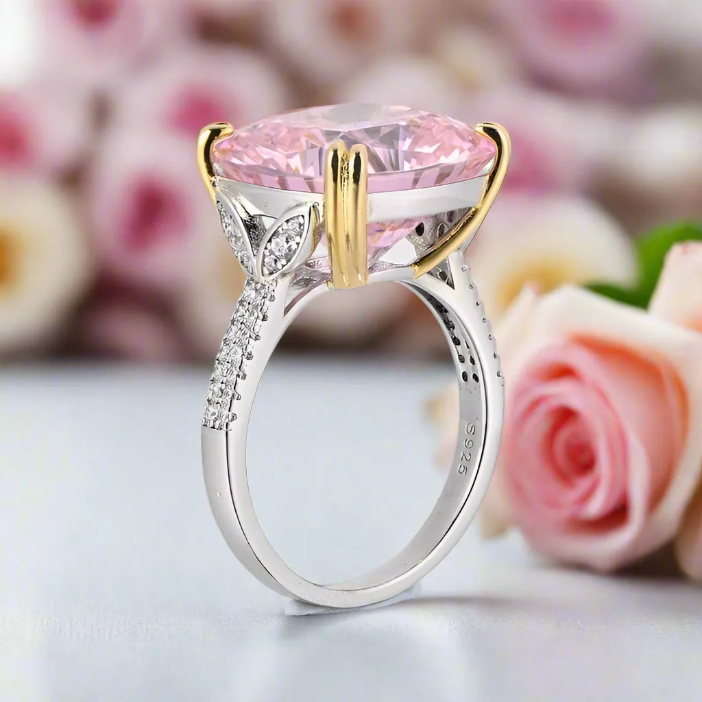 Cushion Cut 2 Tone Plating Engagement Ring
