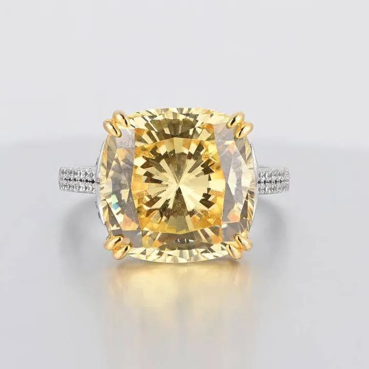Cushion Cut 2 Tone Plating Engagement Ring