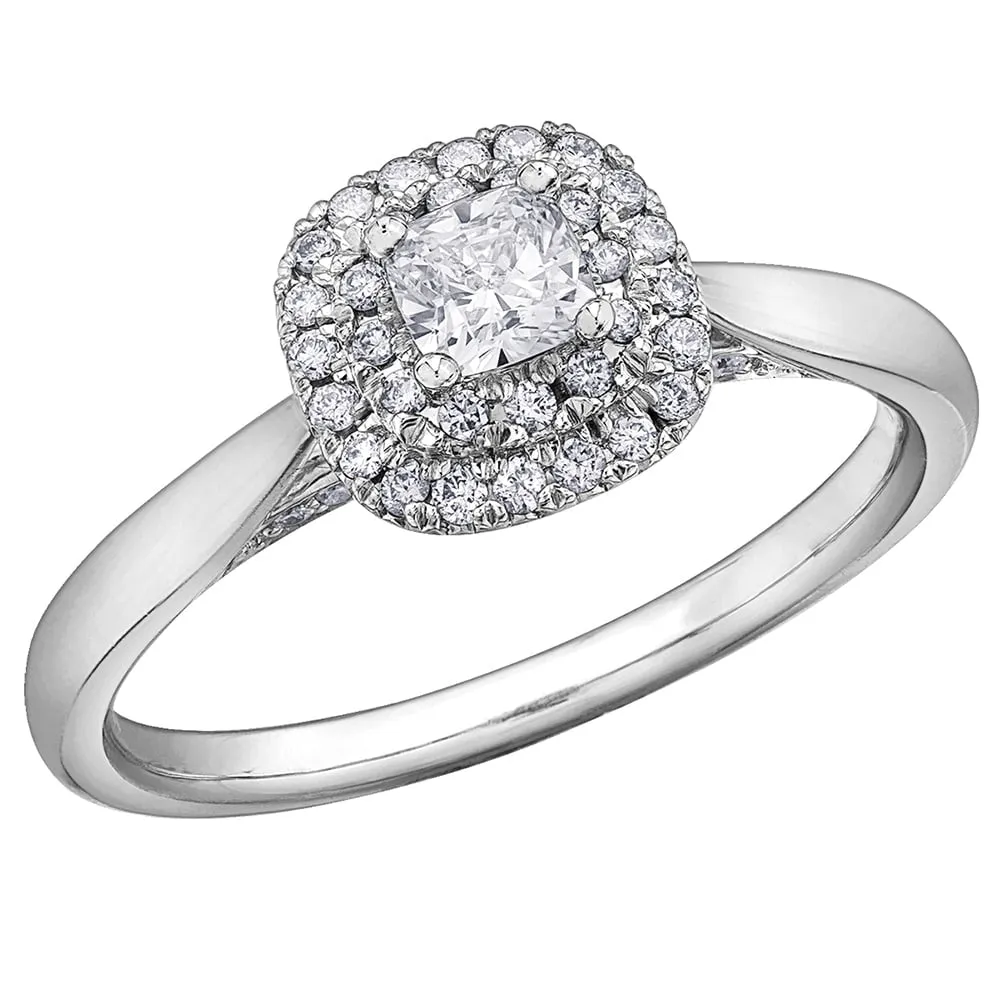 Cushion Cut Canadian Diamond Ring with Halo