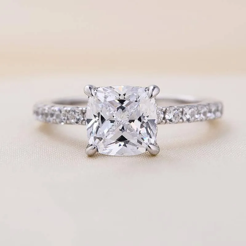 Cushion Cut Engagement Ring & Emerald Cut Wedding Ring Set