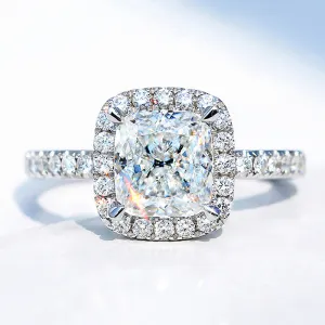 Cushion Cut GIA Diamond Halo Engagement Ring