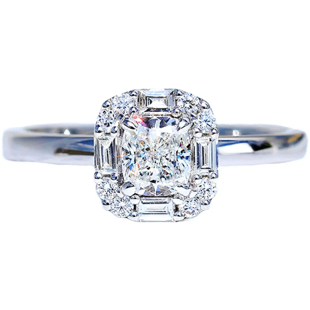Cushion Cut GIA Diamond Halo Engagement Ring