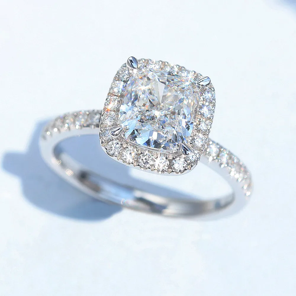 Cushion Cut GIA Diamond Halo Engagement Ring