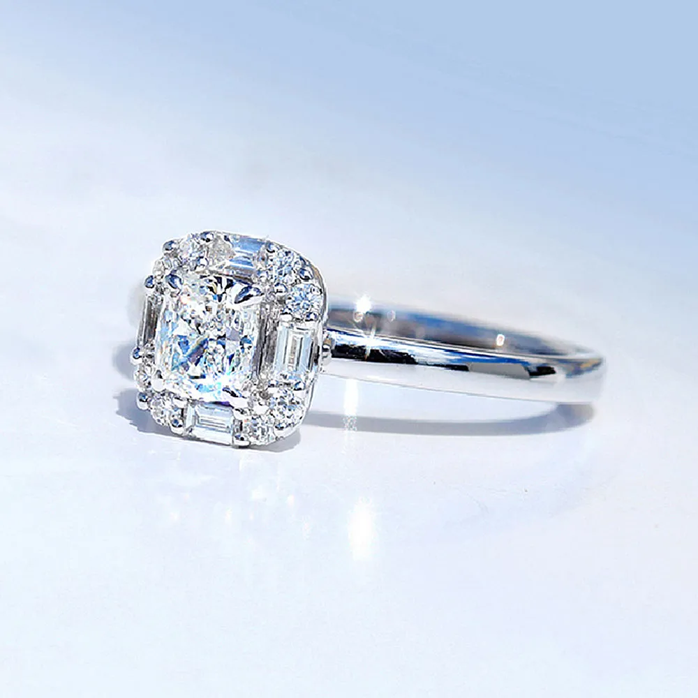 Cushion Cut GIA Diamond Halo Engagement Ring