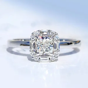 Cushion Cut GIA Diamond Halo Engagement Ring