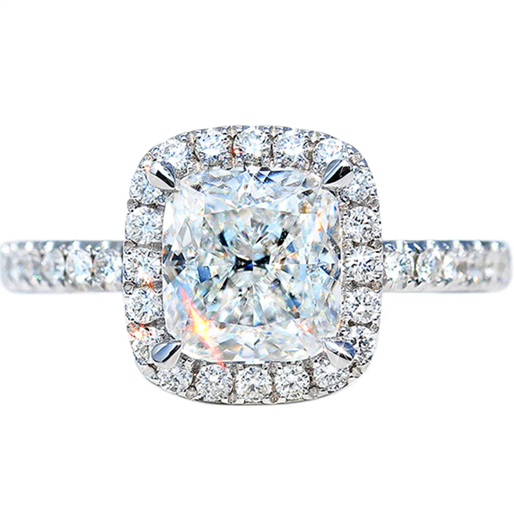 Cushion Cut GIA Diamond Halo Engagement Ring