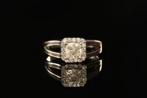 CUSHION CUT HALO DIAMOND WOOD ENGAGEMENT RING