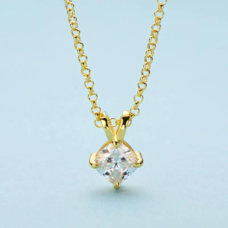 Cushion Cut Moissanite Diamond Pendant Necklace
