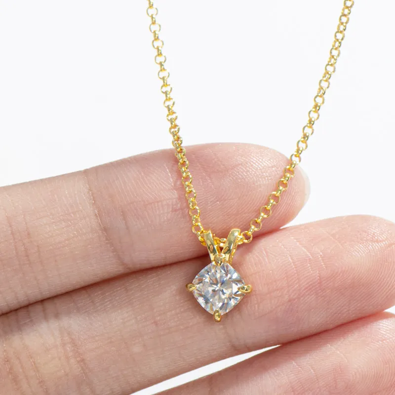 Cushion Cut Moissanite Diamond Pendant Necklace