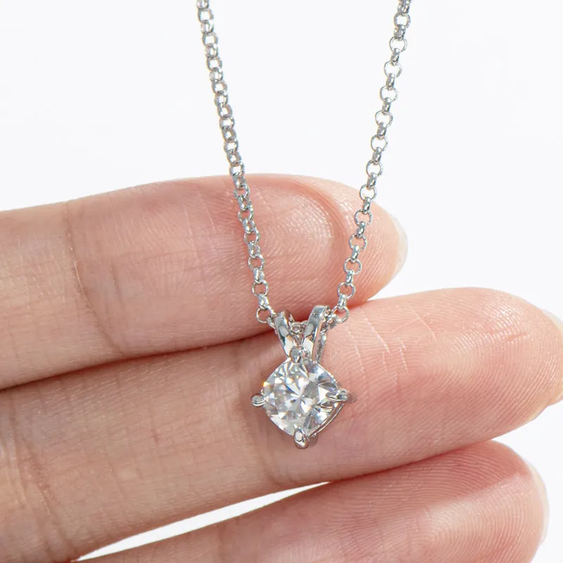 Cushion Cut Moissanite Diamond Pendant Necklace